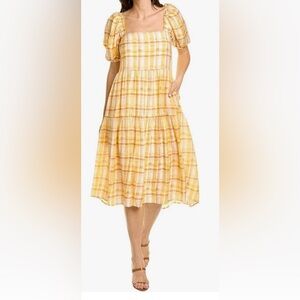 ASTR The Label Orange Yellow Plaid Dress